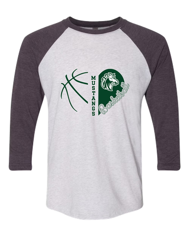 Morgan Park Mustangs Heart Basketball Women's Baseball T-Shirt