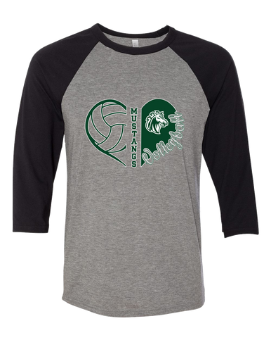 Morgan Park Mustangs Heart Volleyball Women's Baseball T-Shirt