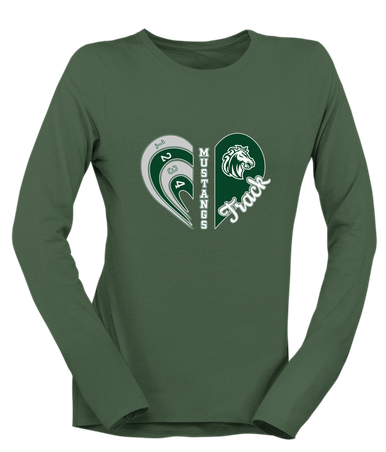 Morgan Park Mustangs Heart Track Women's LS T-Shirt
