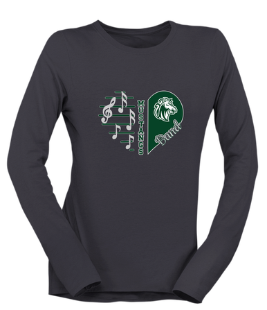Morgan Park Mustangs Heart Band Women's Premium LS T-Shirt