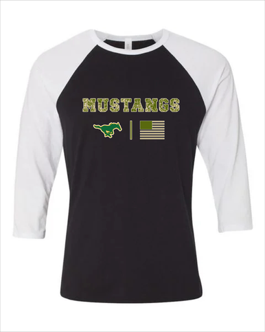 Hempstead Mustangs Camo Flag Men's Baseball T-Shirt