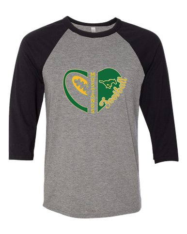 Hempstead Mustangs Heart Football Women's Baseball T-Shirt
