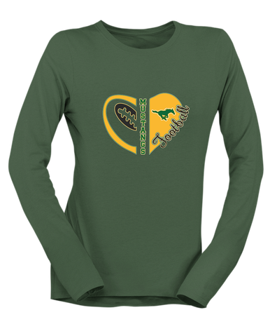 Hempstead Mustangs Heart Football Women's Premium LS T-Shirt