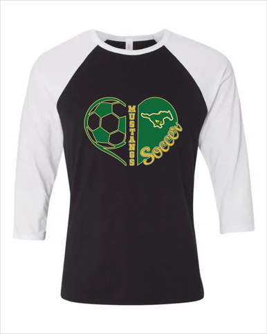 Hempstead Mustangs Heart Soccer Women's Baseball T-Shirt