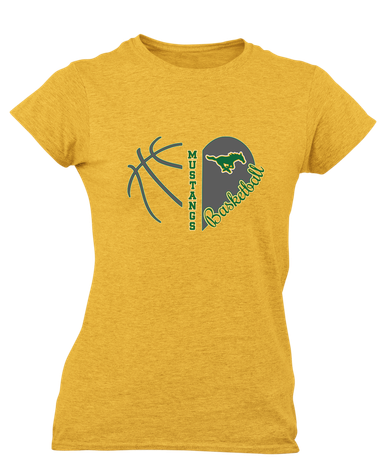 Hempstead Mustangs Heart Basketball Women's SS T-Shirt