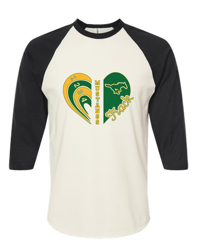 Hempstead Mustangs Heart Track Women's Baseball T-Shirt