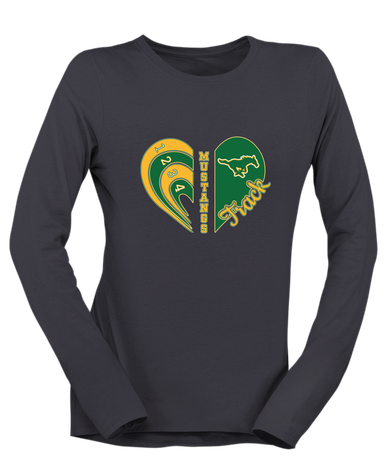Hempstead Mustangs Heart Track Women's LS T-Shirt
