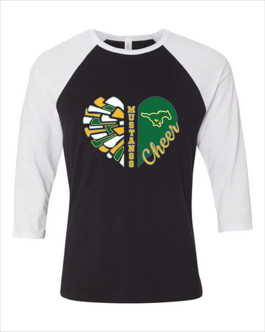 Hempstead Mustangs Heart Cheer Women's Baseball T-Shirt