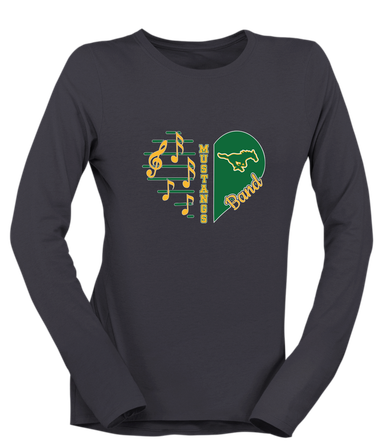 Hempstead Mustangs Heart Band Women's Premium LS T-Shirt