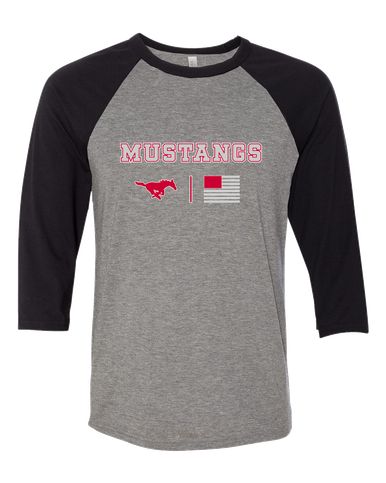 Memorial Mustangs Team Colors Flag Women's Baseball T-Shirt