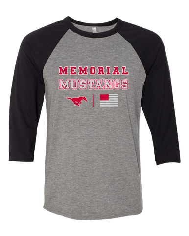 Memorial Mustangs Spirit Flag Men's Baseball T-Shirt