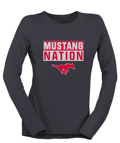 Memorial Mustangs Nation #1 Women's LS T-Shirt