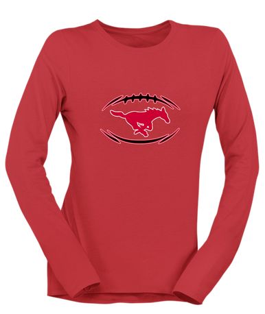 Memorial Mustangs Football #3 Women's Premium LS T-Shirt