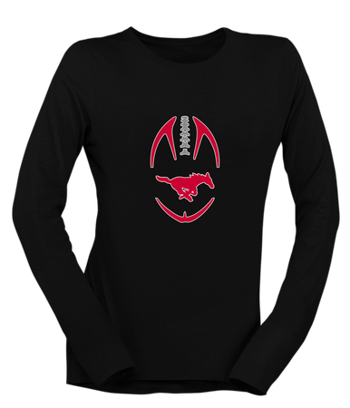 Memorial Mustangs Football #4 Women's LS T-Shirt