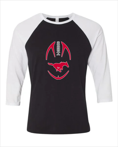 Memorial Mustangs Football #4 Women's Baseball T-Shirt