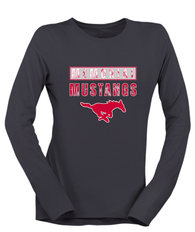 Memorial Mustangs Mascot #9 Women's LS T-Shirt