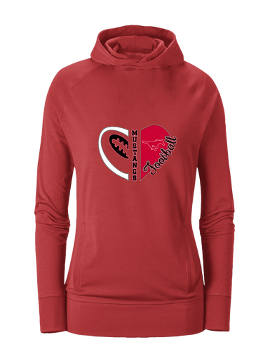 Memorial Mustangs Heart Football Women's Hoodie
