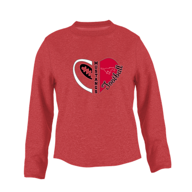 Memorial Mustangs Heart Football Women's Sweatshirt