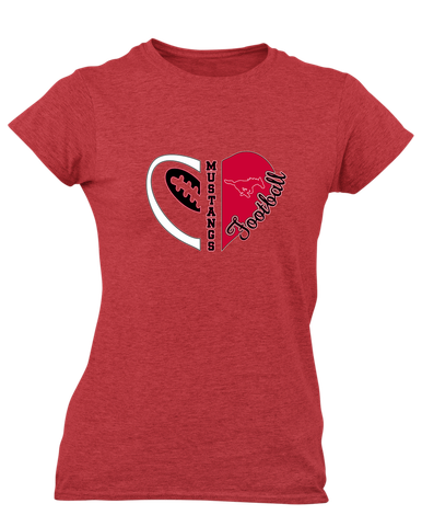 Memorial Mustangs Heart Football Women's SS T-Shirt