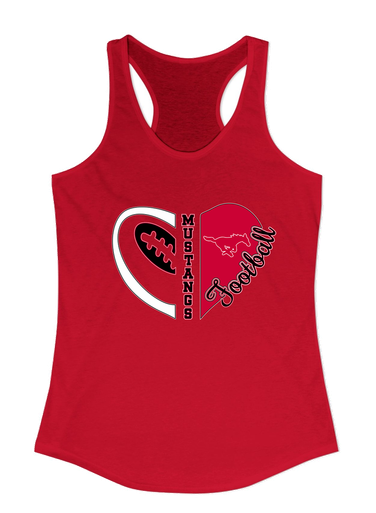 Memorial Mustangs Heart Football Women's Tank Top