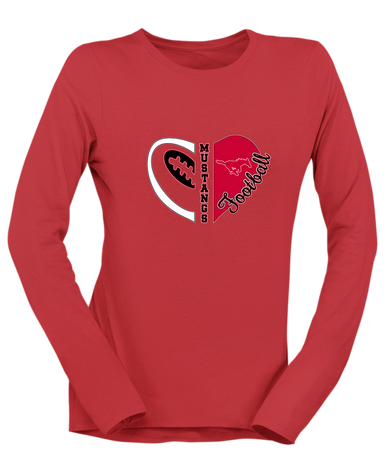Memorial Mustangs Heart Football Women's Premium LS T-Shirt