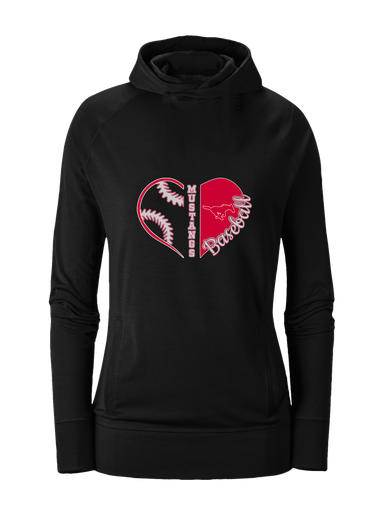 Memorial Mustangs Heart Baseball Women's Hoodie