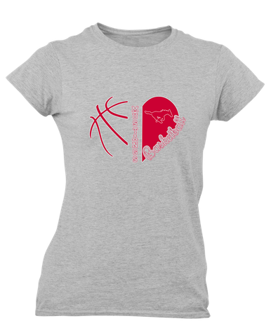 Memorial Mustangs Heart Basketball Women's SS T-Shirt
