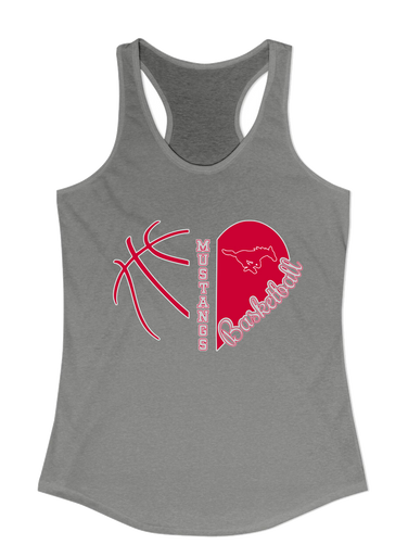 Memorial Mustangs Heart Basketball Women's Tank Top