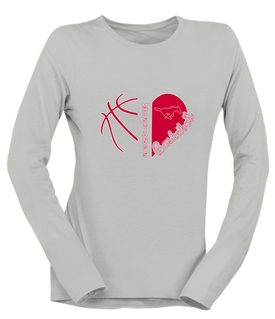 Memorial Mustangs Heart Basketball Women's Premium LS T-Shirt