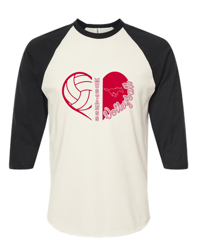 Memorial Mustangs Heart Volleyball Women's Baseball T-Shirt