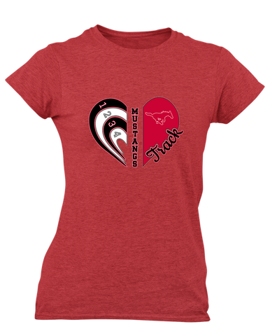 Memorial Mustangs Heart Track Women's SS T-Shirt