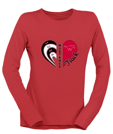 Memorial Mustangs Heart Track Women's LS T-Shirt