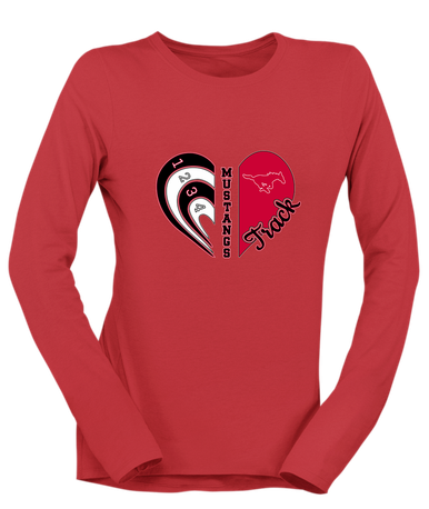 Memorial Mustangs Heart Track Women's Premium LS T-Shirt