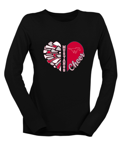 Memorial Mustangs Heart Cheer Women's LS T-Shirt