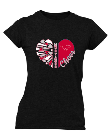 Memorial Mustangs Heart Cheer Women's SS T-Shirt