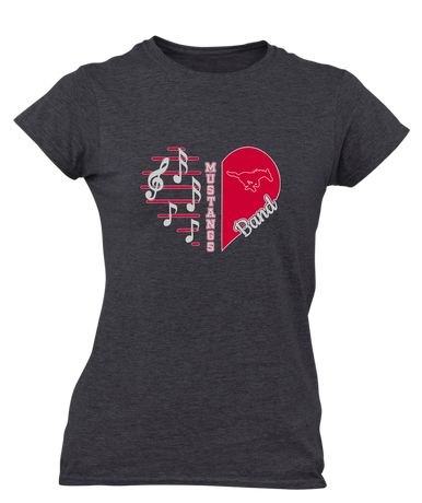 Memorial Mustangs Heart Band Women's Premium SS T-Shirt