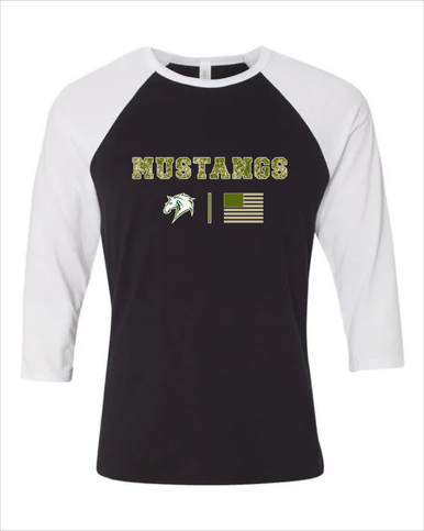Mira Costa Mustangs Camo Flag Men's Baseball T-Shirt