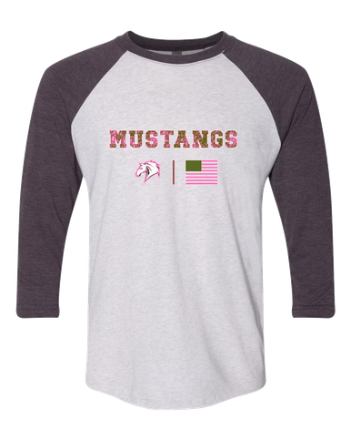 Mira Costa Mustangs Pink Camo Flag Women's Baseball T-Shirt