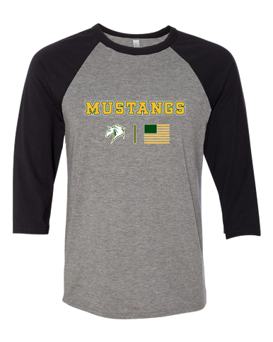 Mira Costa Mustangs Team Colors Flag Women's Baseball T-Shirt