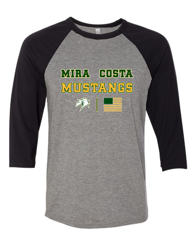 Mira Costa Mustangs Spirit Flag Men's Baseball T-Shirt