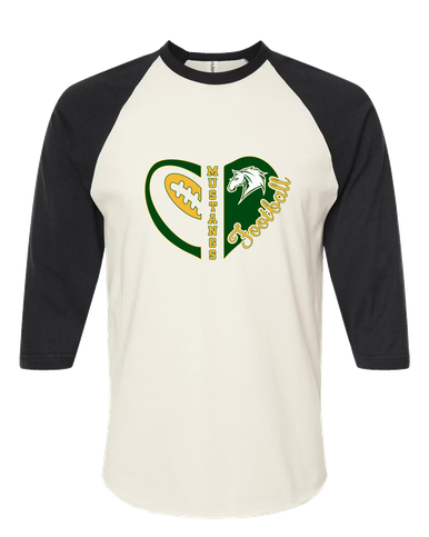 Mira Costa Mustangs Heart Football Women's Baseball T-Shirt