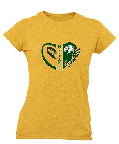 Mira Costa Mustangs Heart Football Women's Premium SS T-Shirt