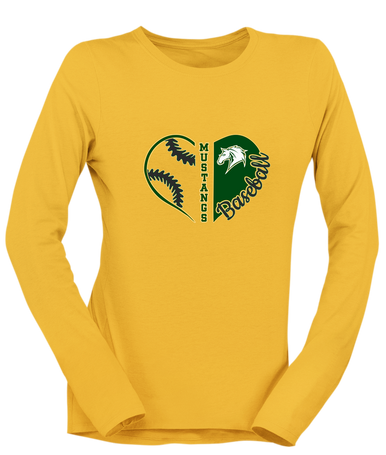 Mira Costa Mustangs Heart Baseball Women's LS T-Shirt
