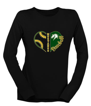 Mira Costa Mustangs Heart Baseball Women's Premium LS T-Shirt