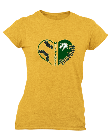Mira Costa Mustangs Heart Baseball Women's Premium SS T-Shirt