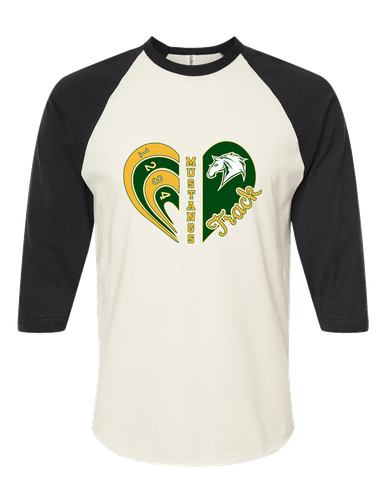 Mira Costa Mustangs Heart Track Women's Baseball T-Shirt