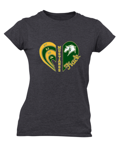 Mira Costa Mustangs Heart Track Women's SS T-Shirt