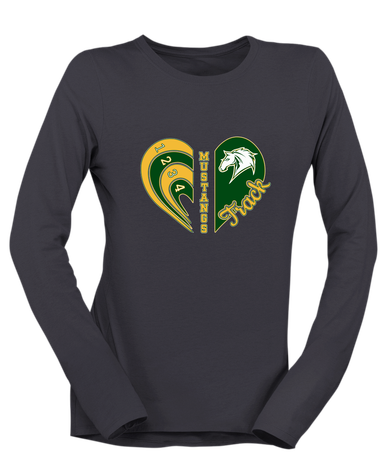 Mira Costa Mustangs Heart Track Women's LS T-Shirt