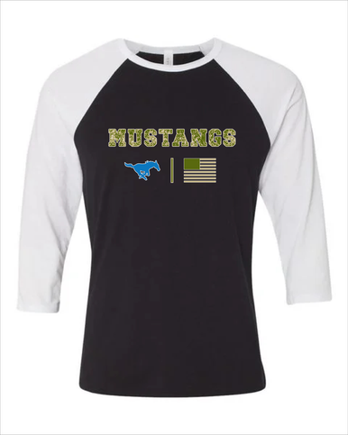 John Jay Mustangs Camo Flag Men's Baseball T-Shirt