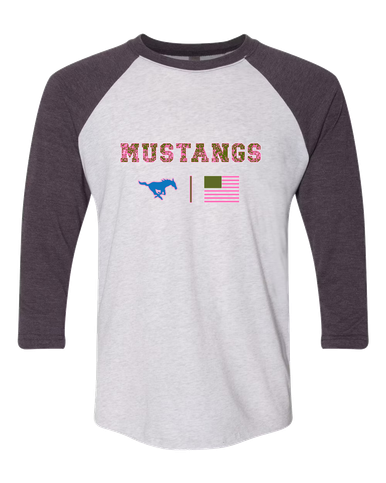 John Jay Mustangs Pink Camo Flag Women's Baseball T-Shirt